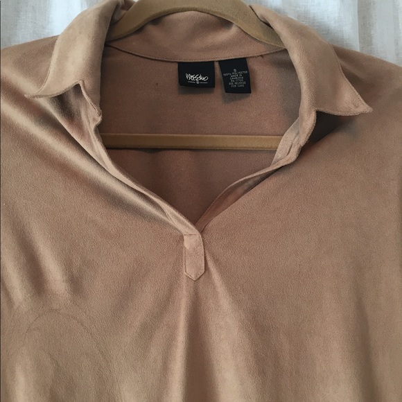 Tan Suede-Like Blouse - Picture 2 of 3